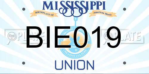 BIE019 Mississippi License Plate