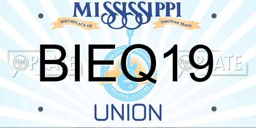 BIEQ19 Mississippi License Plate