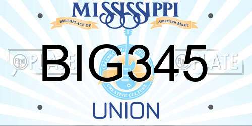 BIG345 Mississippi License Plate