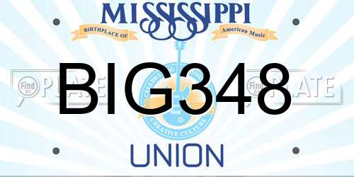 BIG348 Mississippi License Plate
