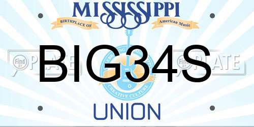 BIG34S Mississippi License Plate
