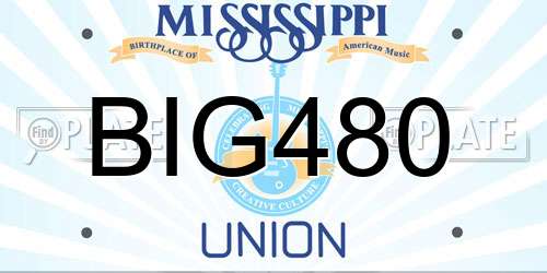BIG480 Mississippi License Plate