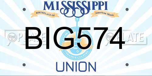 BIG574 Mississippi License Plate