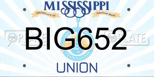 BIG652 Mississippi License Plate