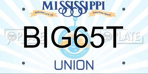 BIG65T Mississippi License Plate
