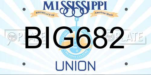 BIG682 Mississippi License Plate