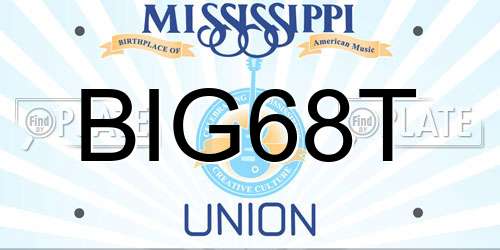 BIG68T Mississippi License Plate