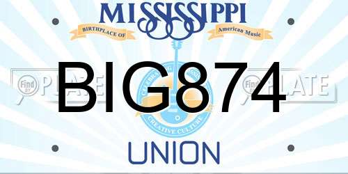 BIG874 Mississippi License Plate