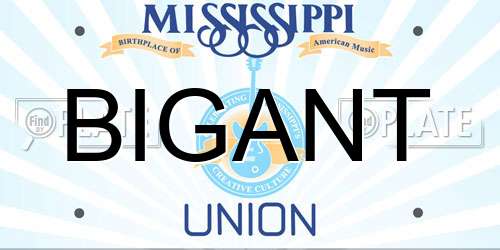 BIGANT Mississippi License Plate
