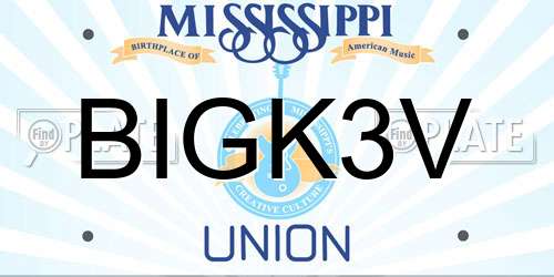 BIGK3V Mississippi License Plate