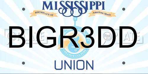 BIGR3DD Mississippi License Plate