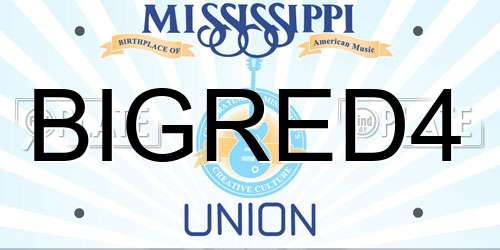BIGRED4 Mississippi License Plate