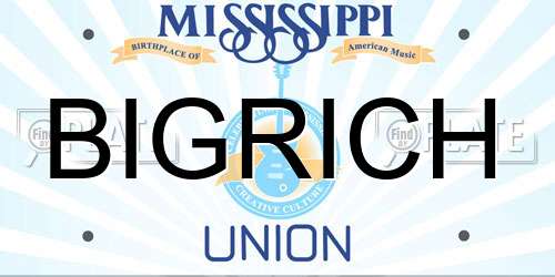 BIGRICH Mississippi License Plate