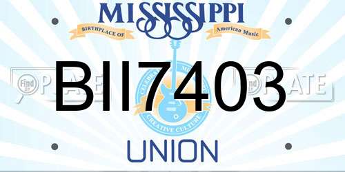 BII7403 Mississippi License Plate