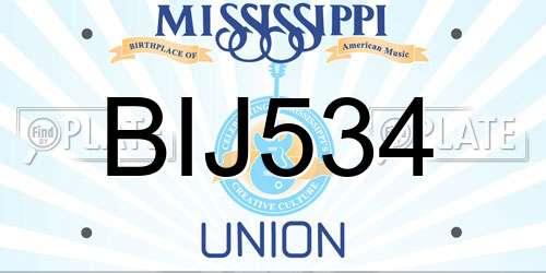 BIJ534 Mississippi License Plate