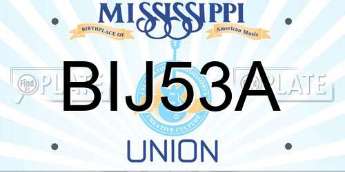 BIJ53A Mississippi License Plate