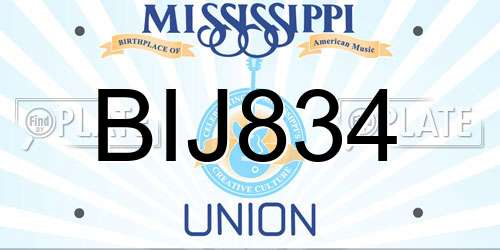 BIJ834 Mississippi License Plate