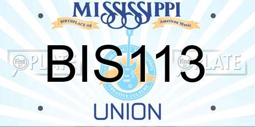 BIS113 Mississippi License Plate