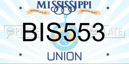 BIS553 Mississippi License Plate