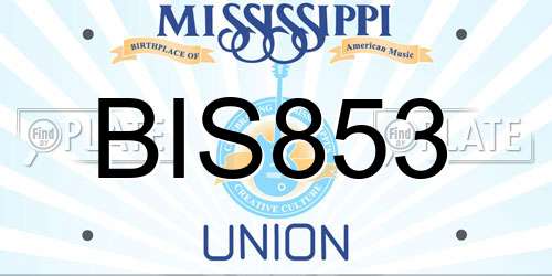 BIS853 Mississippi License Plate