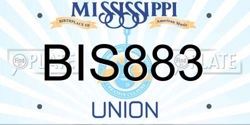 BIS883 Mississippi License Plate
