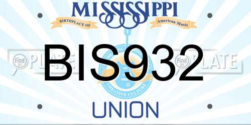 BIS932 Mississippi License Plate