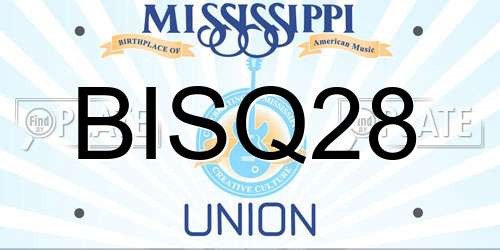 BISQ28 Mississippi License Plate