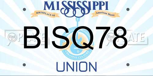 BISQ78 Mississippi License Plate