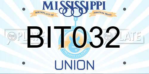 BIT032 Mississippi License Plate