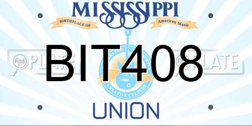 BIT408 Mississippi License Plate