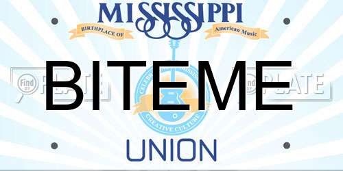 BITEME Mississippi License Plate