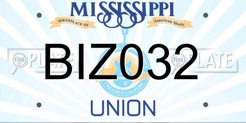 BIZ032 Mississippi License Plate