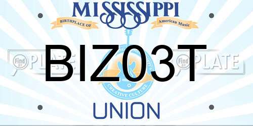BIZ03T Mississippi License Plate