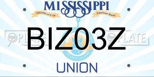 BIZ03Z Mississippi License Plate