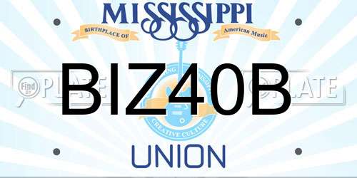 BIZ40B Mississippi License Plate