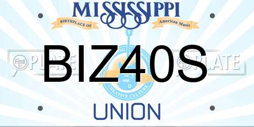 BIZ40S Mississippi License Plate