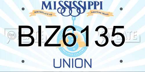 BIZ6135 Mississippi License Plate