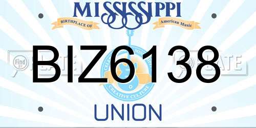 BIZ6138 Mississippi License Plate