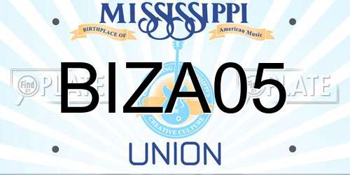 BIZA05 Mississippi License Plate