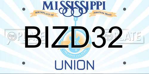 BIZD32 Mississippi License Plate