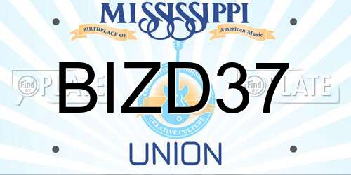 BIZD37 Mississippi License Plate