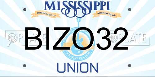 BIZO32 Mississippi License Plate