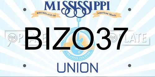 BIZO37 Mississippi License Plate