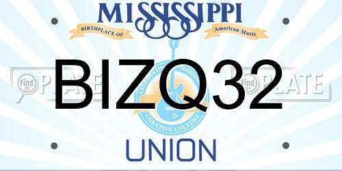 BIZQ32 Mississippi License Plate