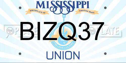 BIZQ37 Mississippi License Plate