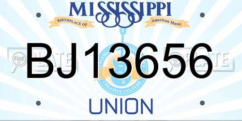 BJ13656 Mississippi License Plate