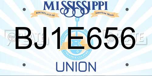 BJ1E656 Mississippi License Plate