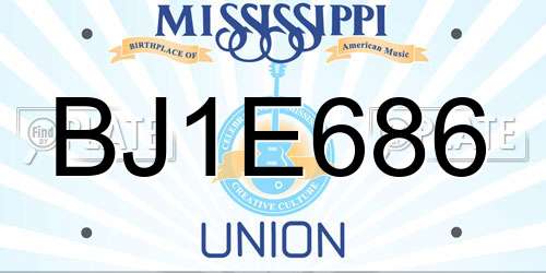 BJ1E686 Mississippi License Plate