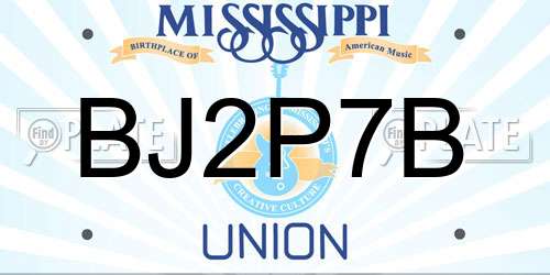 BJ2P7B Mississippi License Plate