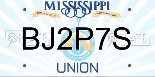 BJ2P7S Mississippi License Plate
